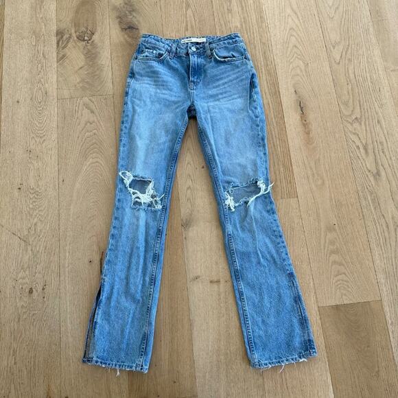 GRLFRND - The Hailey Low Rise Slim Boot Cut Distressed Jeans - Picture 1 of 8